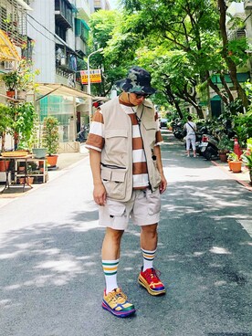 「Carhartt WIP（カーハートダブリューアイピー）のアイテム（その他アウター）」を使った、Colorholic manさん（メンズ・172cm）の夏コーディネート