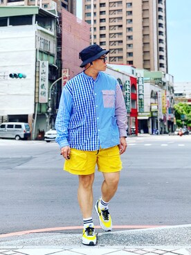「URBAN OUTFITTERS（アーバンアウトフィッターズ）のアイテム（その他パンツ）」を使った、Colorholic manさん（メンズ・172cm）の夏コーディネート