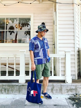 「White Mountaineering」｜「アイテム（ハンチング/ベレー帽）」を使った、Colorholic manさん（メンズ・172cm）の夏コーディネート