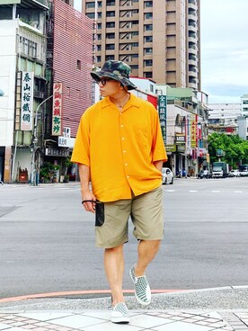 「MANASTASH」｜「アイテム（ハンチング/ベレー帽）」を使った、Colorholic manさん（メンズ・172cm）の夏コーディネート