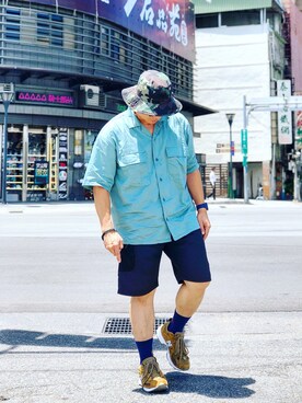 「MANASTASH」｜「アイテム（ハンチング/ベレー帽）」を使った、Colorholic manさん（メンズ・172cm）の夏コーディネート
