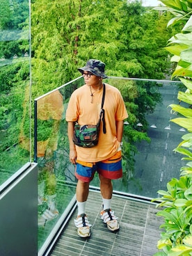 「White Mountaineering」｜「アイテム（ハンチング/ベレー帽）」を使った、Colorholic manさん（メンズ・172cm）の夏コーディネート
