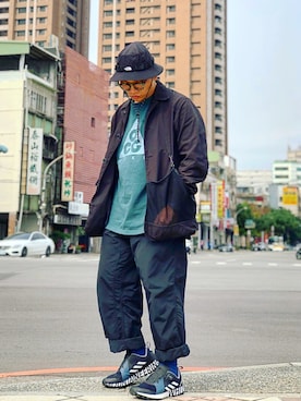 「White Mountaineering」｜「アイテム（その他アウター）」を使った、Colorholic manさん（メンズ・172cm）の冬コーディネート