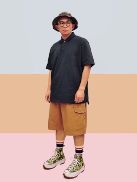 「niko and...（ニコアンド）のアイテム（ハンチング/ベレー帽）」を使った、Colorholic manさん（メンズ・172cm）の夏コーディネート