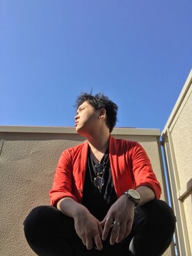 「Green Piercingのアイテム（イヤリング（片耳用）、シルバー系）」を使った、yuga.さん（メンズ・171cm）の春コーディネート