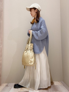 「プリーツバッグ」｜「アイテム（帽子）」を使った、minoriさん（レディース・147cm）の秋コーディネート