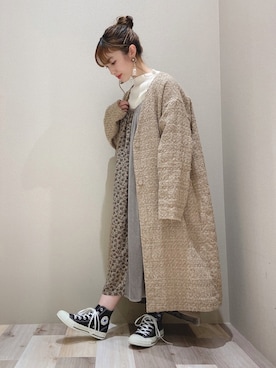 「柄×柄」｜「アイテム（その他）」を使った、minoriさん（レディース・147cm）の秋コーディネート
