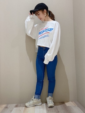 「袖ボリューム」｜「アイテム（帽子）」を使った、minoriさん（レディース・147cm）の冬コーディネート