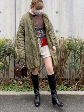 「足長効果」｜「アイテム（ジャケット/アウター）」を使った、ayaka⚪️さん（レディース・156cm）の冬コーディネート