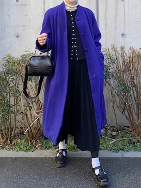 「大学生」｜「アイテム（ノーカラーコート）」を使った、ayaka⚪️さん（レディース・156cm）の冬コーディネート