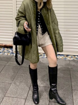 「足長効果」｜「アイテム（ジャケット/アウター）」を使った、ayaka⚪️さん（レディース・156cm）の冬コーディネート