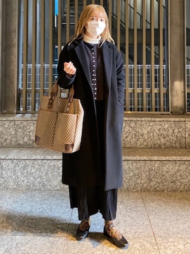 「FREE'S MART（フリーズマート）のアイテム（チェスターコート）」を使った、ayaka⚪️さん（レディース・156cm）の冬コーディネート