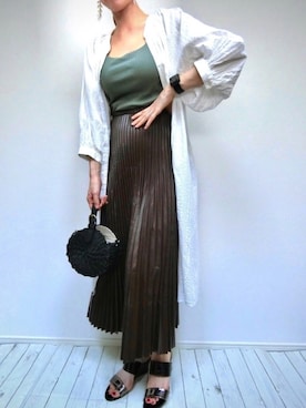 「レザースカート」｜「アイテム（シャツワンピース）」を使った、＊𝒂𝒎𝒆𝒍𝒊𝒆𝒆＊さん（レディース・158cm）の夏コーディネート