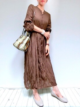 「アイテム（腕時計、ブラウン系）」を使った、＊𝒂𝒎𝒆𝒍𝒊𝒆𝒆＊さん（レディース・158cm）の秋コーディネート