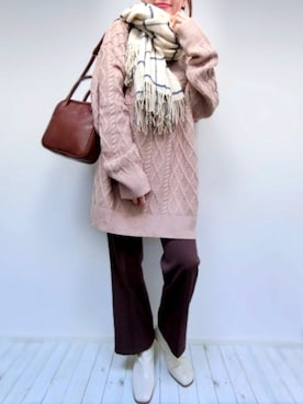 「ALTROSE（アルトローズ）の2WAY ミニボストン　[ラピス]（ショルダーバッグ）」を使った、＊𝒂𝒎𝒆𝒍𝒊𝒆𝒆＊さん（レディース・158cm）の冬コーディネート