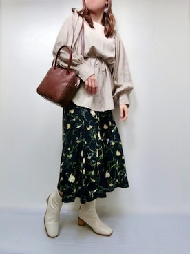 「ALTROSE（アルトローズ）の2WAY ミニボストン　[ラピス]（ショルダーバッグ）」を使った、＊𝒂𝒎𝒆𝒍𝒊𝒆𝒆＊さん（レディース・158cm）の冬コーディネート