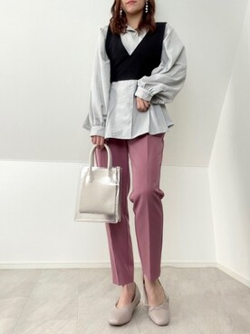 「AmbreNeige」｜「アイテム（スラックス）」を使った、＊𝒂𝒎𝒆𝒍𝒊𝒆𝒆＊さん（レディース・158cm）の春コーディネート