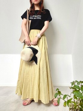 「DAY CLOSET（デイ クローゼット）のアイテム（Tシャツ/カットソー）」を使った、𝘼𝙢𝙚𝙡𝙞𝙚さん（レディース・158cm）の夏コーディネート