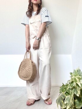 「DAY CLOSET（デイ クローゼット）のアイテム（Tシャツ/カットソー）」を使った、𝘼𝙢𝙚𝙡𝙞𝙚さん（レディース・158cm）の夏コーディネート