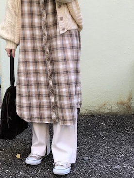 「SM2（エスエムツー）のアイテム（シャツワンピース）」を使った、cofuさん（レディース・156cm）の冬コーディネート