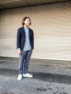 「BLACK LABEL CRESTBRIDGE（ブラックレーベル・クレストブリッジ）のアイテム（その他アウター）」を使った、HisayukiOguriさん（メンズ・178cm）の春コーディネート