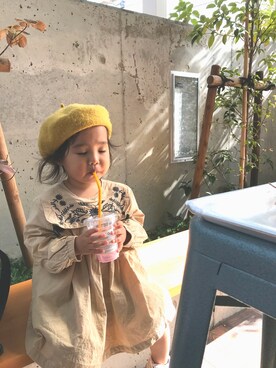 「90cm」｜「アイテム（ハンチング/ベレー帽）」を使った、antokiさん（キッズ・80cm）の秋コーディネート