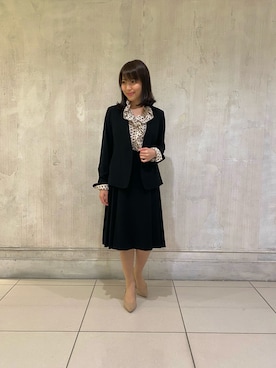 「ノーカラージャケット」｜HONDAさん（レディース・154cm）の冬コーディネート