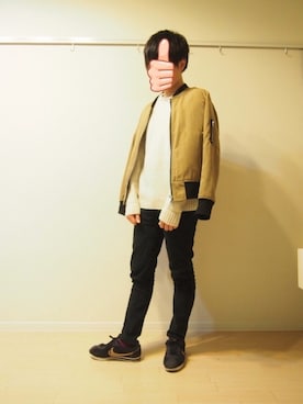 「エムエーワン」｜「アイテム（ブルゾン）」を使った、いがてぃさん（メンズ・163cm）の冬コーディネート