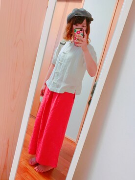 「Right-on（ライトオン）のアイテム（キャスケット）」を使った、tapiさん（レディース・155cm）の夏コーディネート