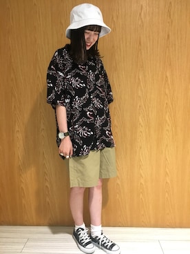 「RAGEBLUE（レイジブルー）のアイテム（ハット）」を使った、ももたろうさん（レディース・151cm）の夏コーディネート