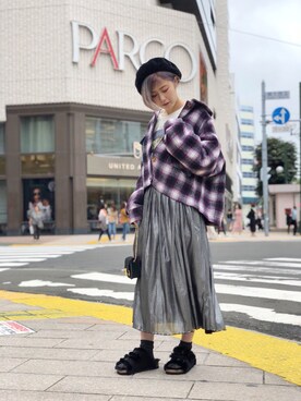 「AS KNOW AS PINKY（アズノゥアズピンキー）のアイテム（ハンチング/ベレー帽）」を使った、きっくさん（レディース・153cm）の秋コーディネート