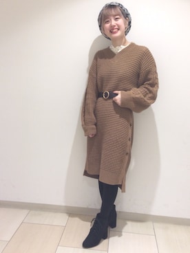 「AS KNOW AS PINKY（アズノゥアズピンキー）のアイテム（ハンチング/ベレー帽）」を使った、きっくさん（レディース・153cm）の冬コーディネート