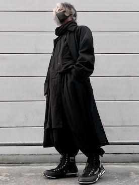 「Yohji Yamamoto（ヨウジヤマモト）のアイテム（スニーカー）」を使った、きり。さん（メンズ・163cm）の秋コーディネート