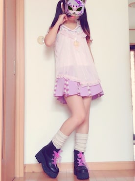 「milklim（milklim）のアイテム（Tシャツ/カットソー）」を使った、キュアえみすけさん（レディース・152cm）の夏コーディネート