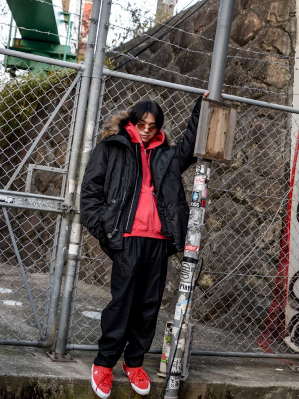 「USED - Flight Jacket ¥15500+tax（ミリタリージャケット、ブラック系）」を使った、kodona_tokyoさん（メンズ・177cm）の冬コーディネートの1枚目の写真