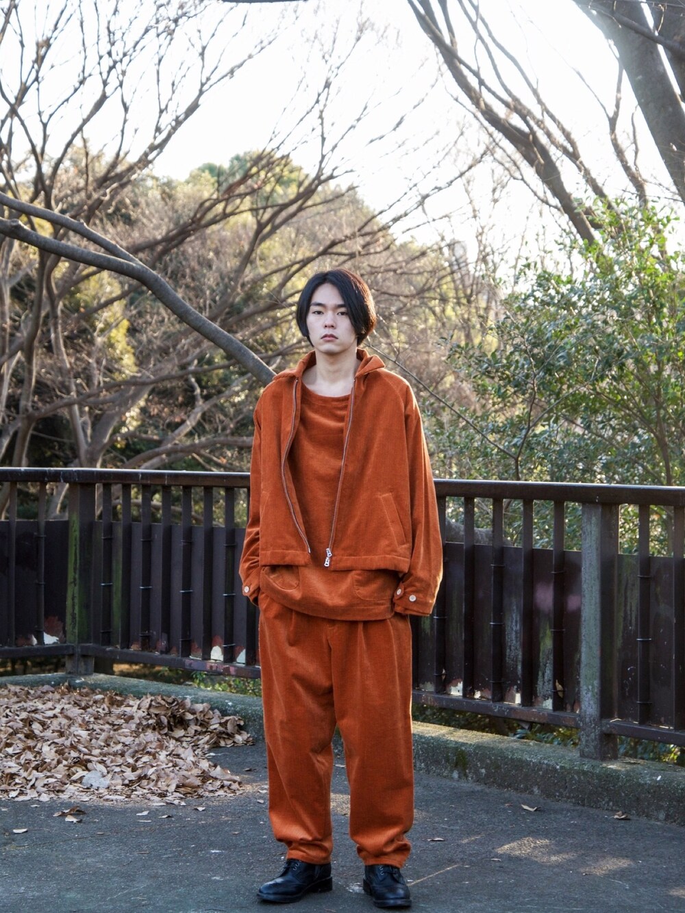 kodona_tokyoさんの「Corduroy Zip Jaket / Orange（yotsuba）」を使ったコーディネート