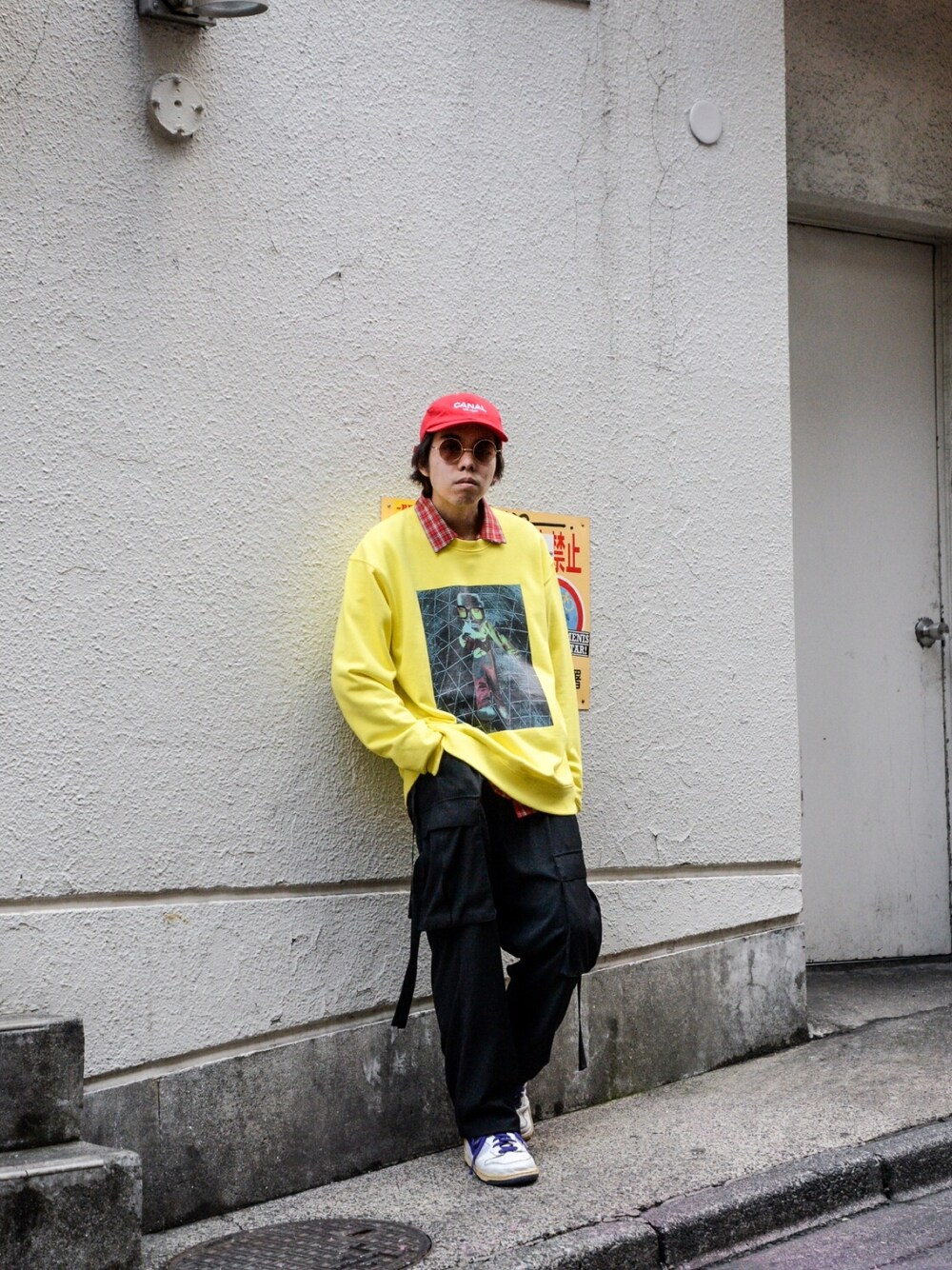 「カジュアル、オトナカジュアル、ootd、イエロー、ブラック、スウェット、スポーツミックス、春コーデ、春、キャップ」｜「H.I.I.Dのアイテム（スウェット、イエロー系）」を使った、kodona_tokyoさん（メンズ・170cm）の春コーディネートの1枚目の写真