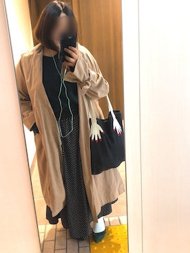 「ぽっちゃりコーデ」｜「アイテム（トレンチコート）」を使った、繭さん（レディース・159cm）の秋コーディネート