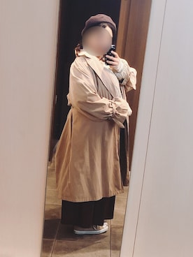 「ぽっちゃりコーデ」｜「アイテム（トレンチコート）」を使った、繭さん（レディース・159cm）の秋コーディネート
