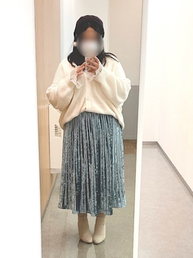 「袖フリル」｜「アイテム（ハンチング/ベレー帽）」を使った、繭さん（レディース・159cm）の秋コーディネート