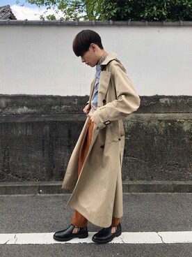 「PUBLIC TOKYO（パブリックトウキョウ）のアイテム（トレンチコート）」を使った、マルさん（メンズ・178cm）の春コーディネート
