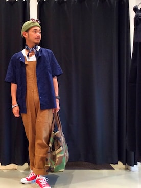 「ノーカラーシャツ」｜「アイテム（その他）」を使った、soulmanさん（メンズ・163cm）の夏コーディネート