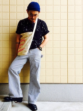 「ペイント」｜「アイテム（帽子）」を使った、soulmanさん（メンズ・163cm）の夏コーディネート