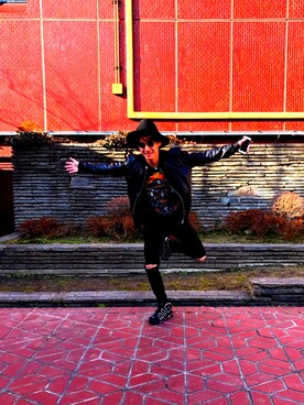「Danke schon」｜「アイテム（ライダースジャケット）」を使った、皿洗いさん（メンズ・175cm）の冬コーディネート