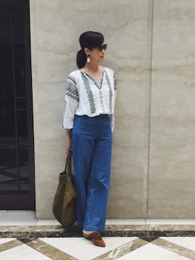 「Aquazzura（アクアズーラ）のアイテム」を使った、la gracieuxさん（レディース・165cm）の夏コーディネート