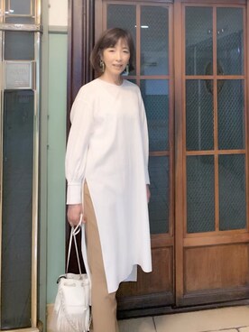 「Drawer（ドゥロワー）のアイテム（パンツ）」を使った、la gracieuxさん（レディース・165cm）の春コーディネート