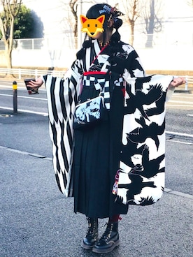 「アイテム（浴衣）」を使った、椿⛩さん（レディース・169cm）の冬コーディネート