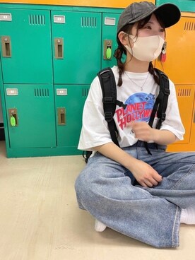 「PairPair（ペアペア）のアイテム（帽子）」を使った、みなみんさん（レディース・155cm）の夏コーディネート