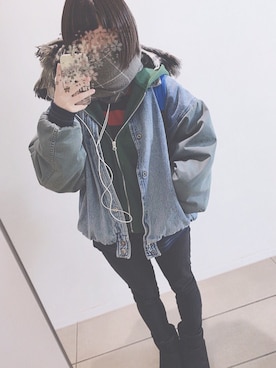 「Neuf（ヌーフ）のアイテム（ジャケット/アウター）」を使った、つきたん.さん（レディース・153cm）の冬コーディネート