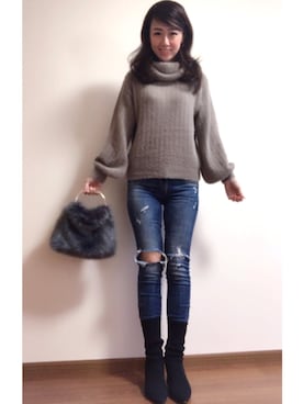 「Jeffrey Campbell（ジェフリーキャンベル）のアイテム（トップス）」を使った、ミキリナさん（レディース・163cm）の秋コーディネート